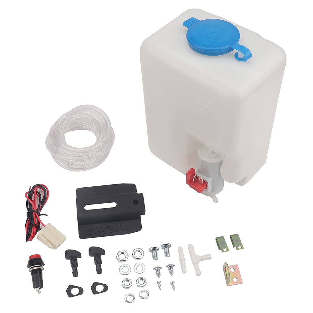 Depósito de líquido limpiaparabrisas universal de 1,5 l y 12 V, bomba, sistema de limpiaparabrisas, kit de depósito, boquilla pulverizadora.(1 Set)