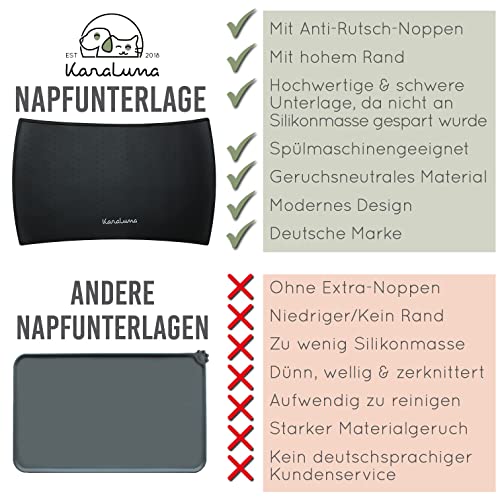 KaraLuna Premium Silikon Napfunterlage (48 x 30 cm, Schwarz, Kurvig)