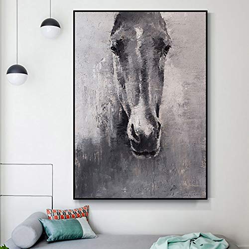 Peinture abstraite de cheval faite à la main sur grande toile