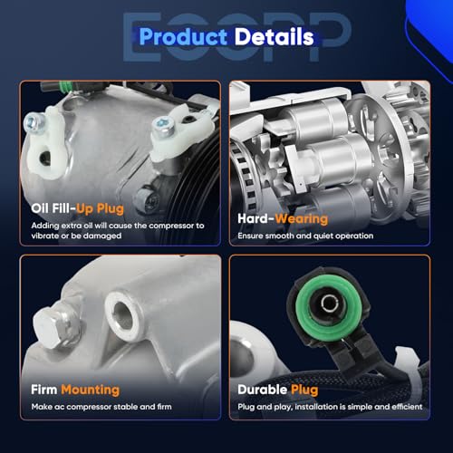 Image of ECCPP AC Compressor for Smart Fortwo 1.0L 2008-2015 | Fast Cooling Air Conditioning Compressor