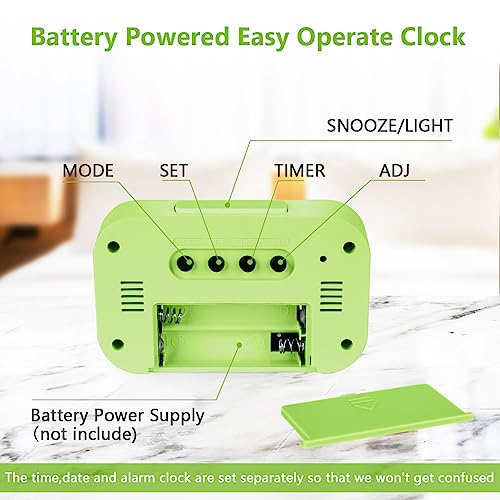 Vicloon Digital Alarm Clock Bedside, LED Display Clocks with Adjustable Snooze 12/24Hr,Temperature, Date,Timer - Image 4
