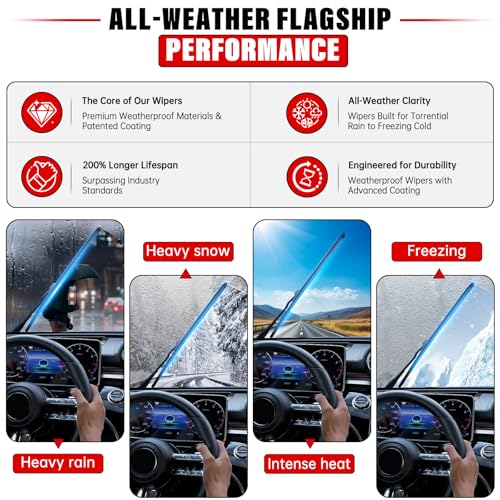 Image of 3 Pack Windshield Wiper Blades Replacement for Nissan Xterra 2005-2014 2015 | Nissan Pathfinder 2005-2012,Original Factory Quality Front Rear Wipers Blade Set for My Car - 24 inch /18 inch /12 inch U /J Hook