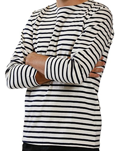 Maglia a righe marinare, colore Ecru/Blu oltremare...