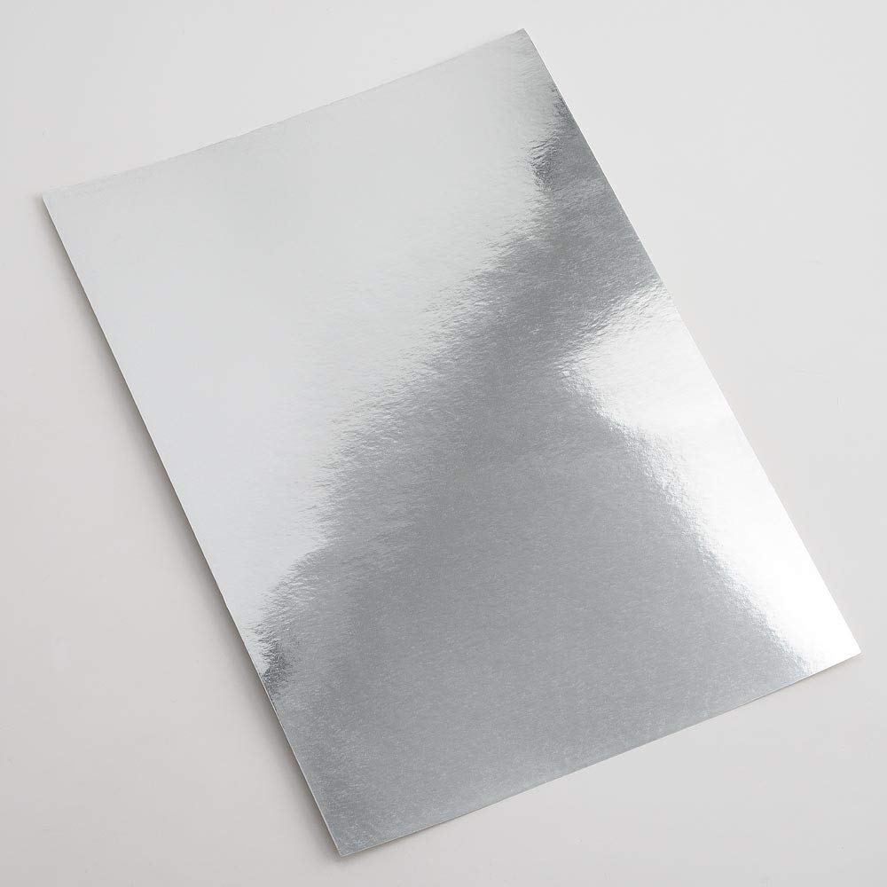 Italian Options Mirror Cardstock Paper, Holographic and Metallic Craft Card Stock for Electronic Die-Cutter Machines, Christmas Crafts and Card Making Supplies, 10 Coloured Sheets, A4, 250gsm, Silver