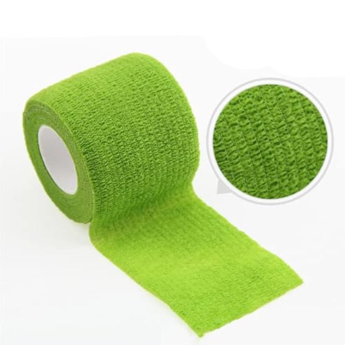 JOYDREAMDESIGN Rotolo 4.8m Nastro Avvolgente Fasciatura Elastica Autoadesiva Colorata Sportiva Per Rilievi Di Supporto Del Ginocchio Dito Caviglia Palmo Spalla-Erba Verde,2.5cm X 4.8m