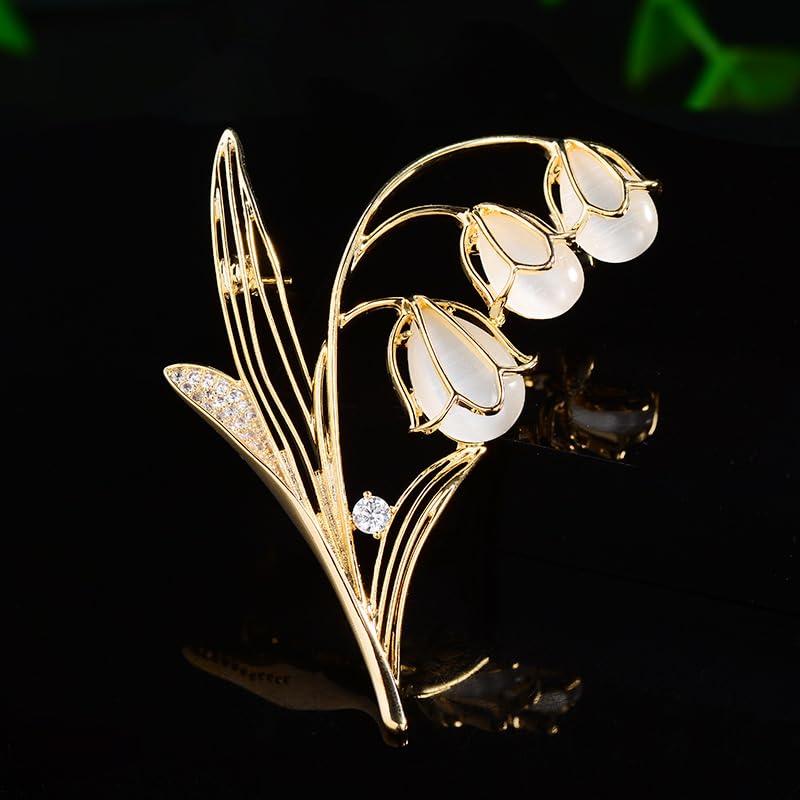Image of 14K Gold-Plated Flower Brooch Pins Crystal Rhinestone Flower Brooch Pin Accessories Christmas Birthday Gift for Women