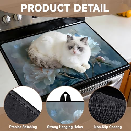 Image of Stove Guard Mat for Electric Stoves -Heat-Resistant Protector, Non-Slip Kitchen Counter Mat Stylish Kitchen Decor (Flower D)
