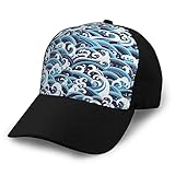 Talla única 3D Baseball Caps Hombres Mujeres Moda Brim Trucker Sombreros Snapback - Japanese Wave Azul Asiático Agua Olas