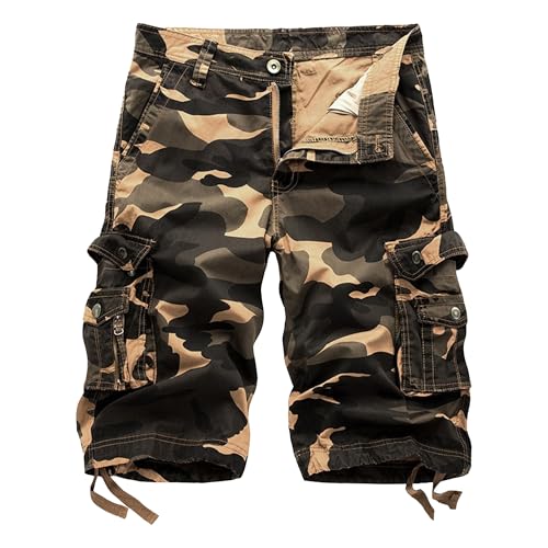 Short cargo camouflage homme coton léger kaki short de travail