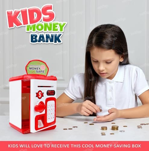 Image of Zest 4 Toyz Piggy Bank with Lock Code Money Saving Coin Bank Auto Cash Roller Gullak Birthday Return Gift for Kids(Red)