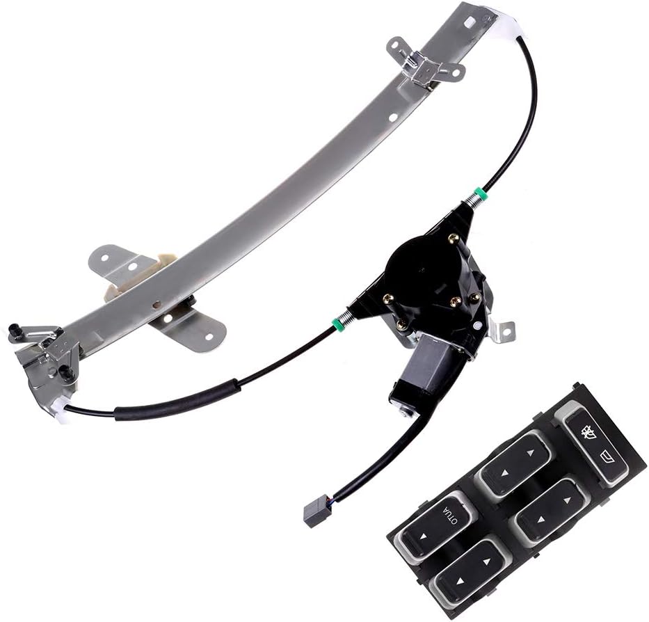 741-686 5W1Z14529BA Front Left Window Regulator with Motor with Front Left Power Window Switch Compatible For Lincoln Town Car 1998-2011