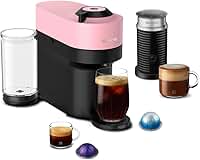 Nespresso Máquina de café e café expresso Vertuo Pop+ da De'Longhi com espumador de leite, rosa doce