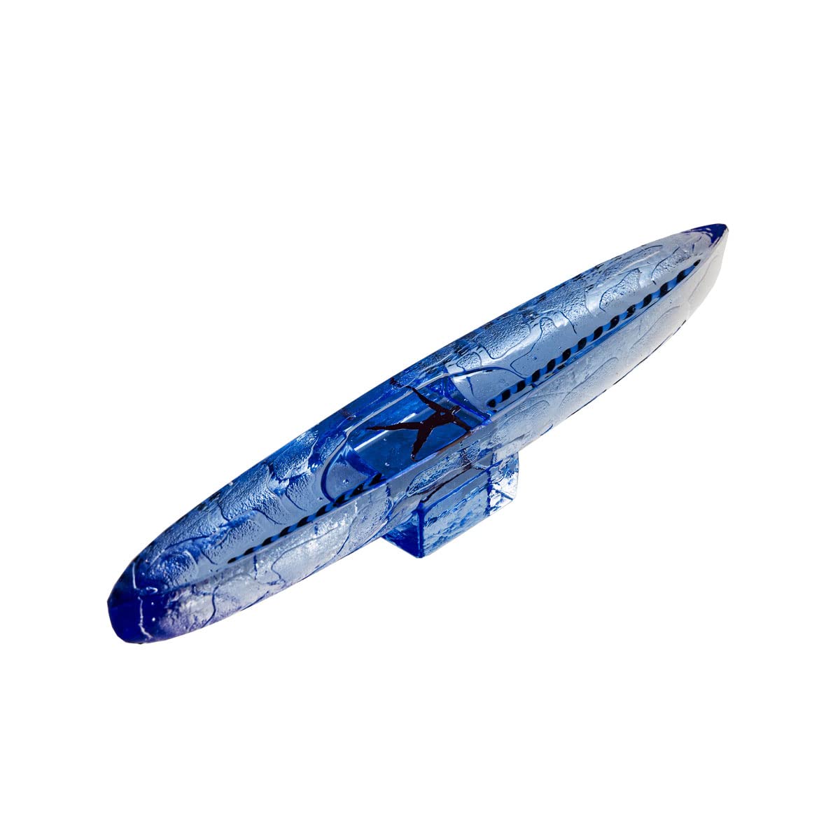 Sculpture en cristal bleu Kosta Boda Drifter, cadeau d'exception original