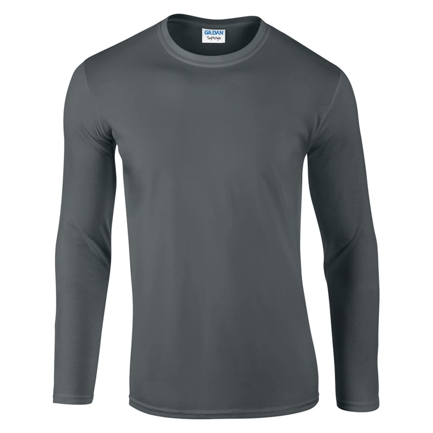 Gildan Men's Grey (Charcoal) Soft Style L/Sleeve T-Shirt, Large