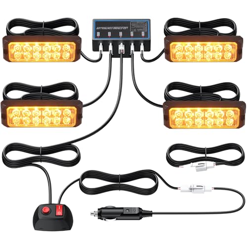 Justech 12LED Warnlicht Frontblitzer Stroboskoplicht Warnleuchte 12V 24V Wasserdicht IP68 Notfall Warnung Beacon Blinklichter Blitzmodul Notfall Licht Achtung für Emergency KFZ LKW