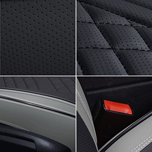 Image of GXT Deluxe Faux Leather Full Coverage Car Seat Cover Anti-Slip Universal Fits for Sedans SUV Pick-up Truck with Headrests,Interior Accessories(Grey and Black)