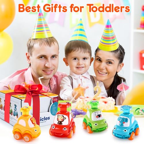 image for Palmatte Cars Toys for 1 Year Old Boy Birthday Gift: Press and Go Toys