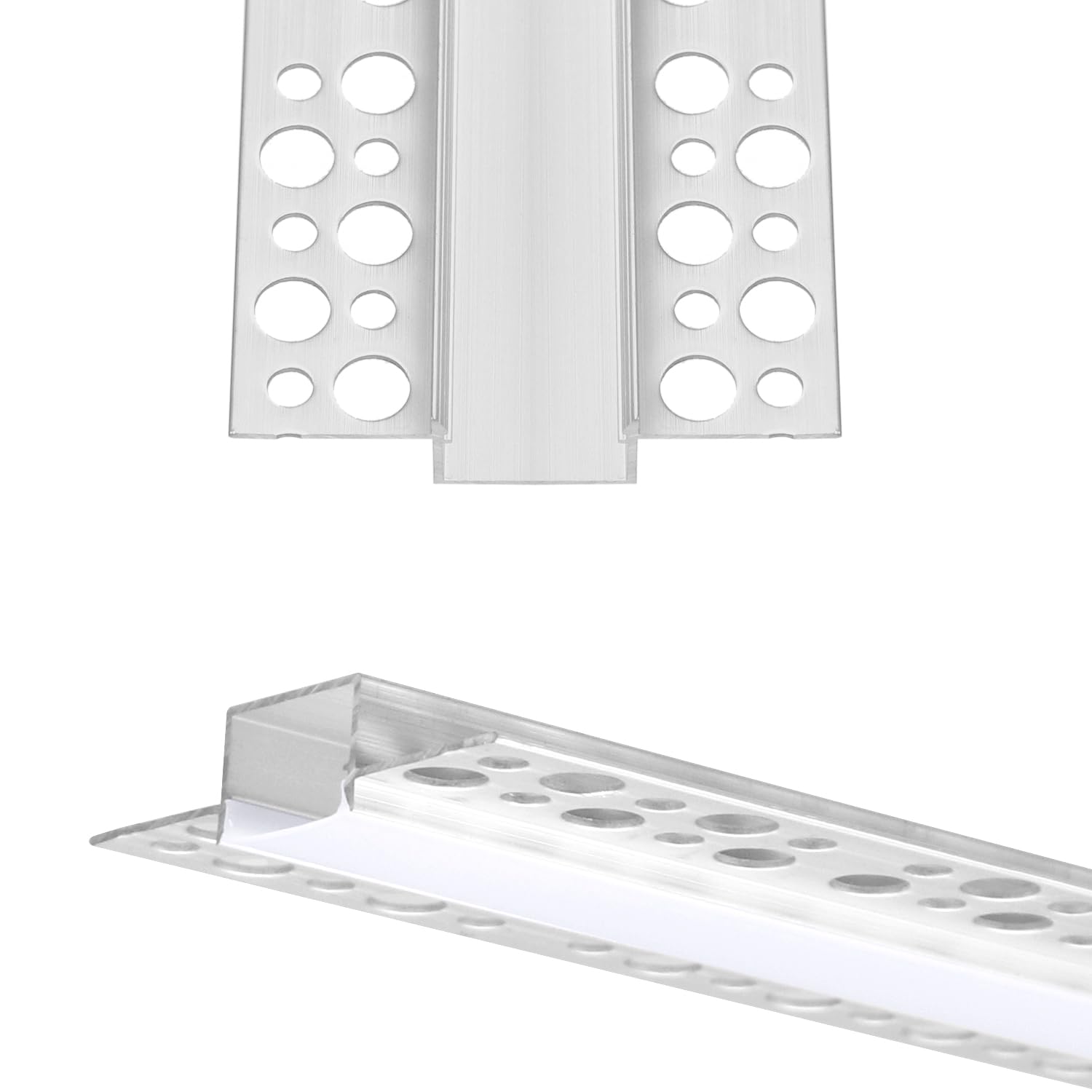 QWORK® 6 Pezzi 1m Profilo LED da Incasso per Cartongesso, Profilo Alluminio per Strisce LED Larghezza Max 17mm