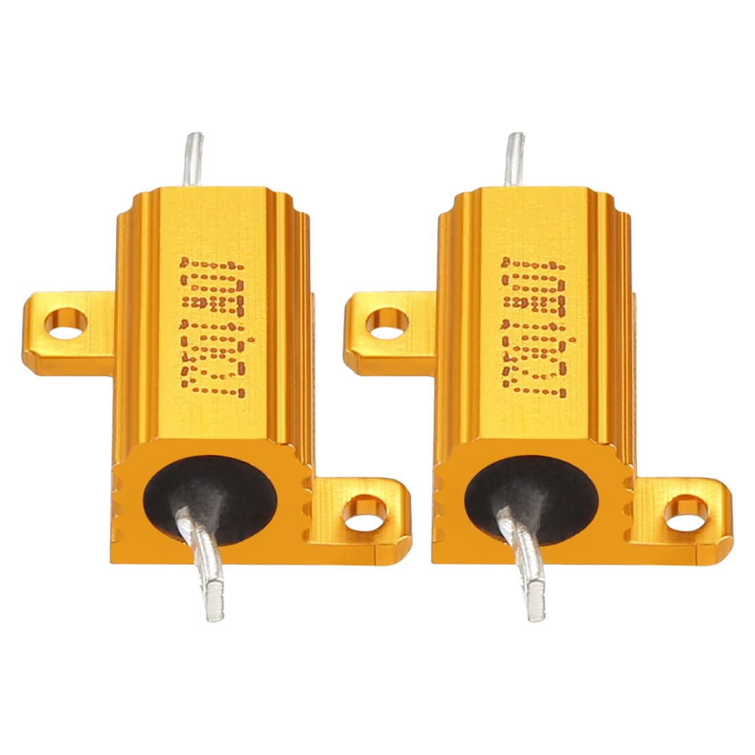 YOKIVE 2pz Alluminio Custodia Resistenza, Ufficio LED Convertitore Sostituzione Filo Avvolto Resistenza, Ottimo per Quotidiano Utilizzi (Oro, 5W 5 Ohm