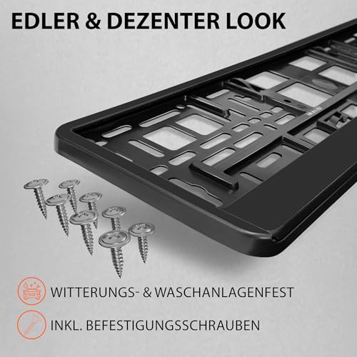 L & P Car Design 2 Kennzeichenhalter Auto - Schwarz für 520x110 Kennzeichen – Ansicht 3