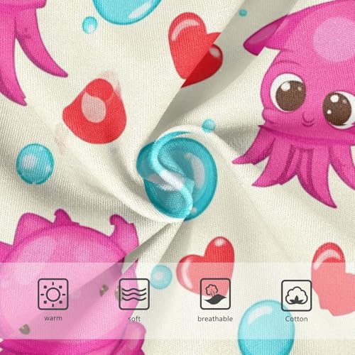 Cute Pink Squids Hearts Bubbles Girls Underwear Toddler 2t Cotton Cute Panties Girl Bright Briefs Underpants3