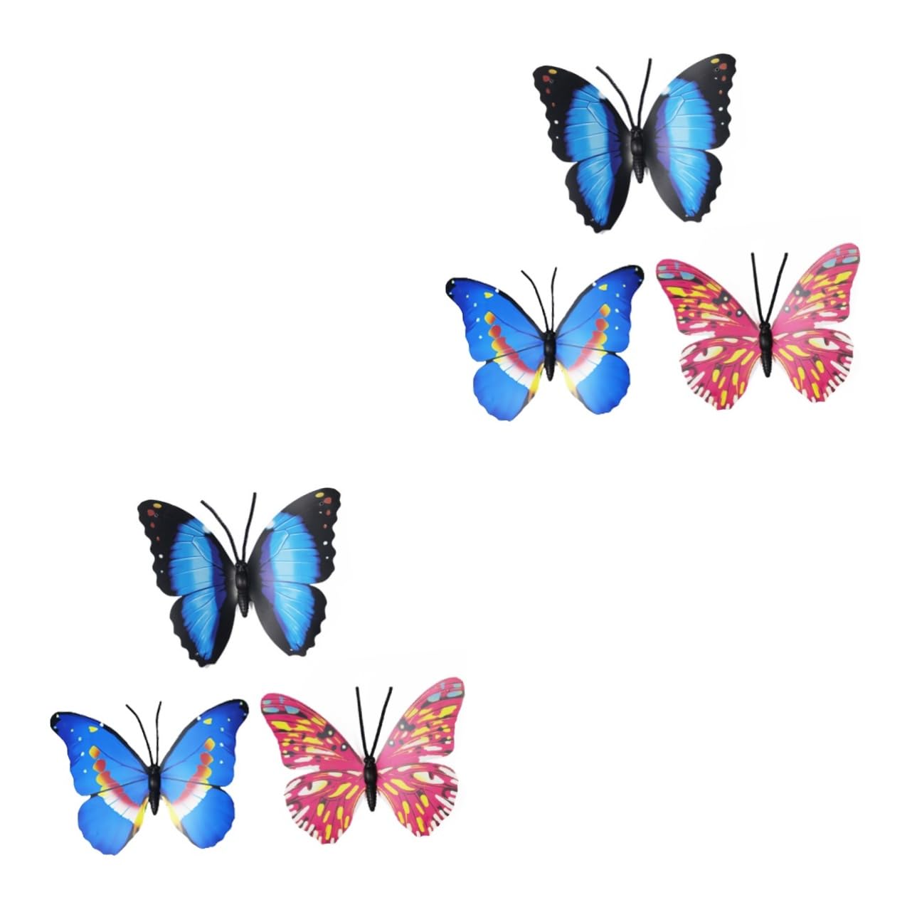 ERBO 20 stuks blauwe vlinders decoratie met veiligheidsspelden, PVC