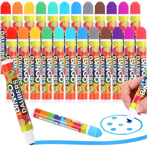 Crtiin Set di 24 pennarelli per bingo, colori misti, forniture per bingo, in 12 colori, ideali per arte e artigianato, pittura, disegno e colorazione