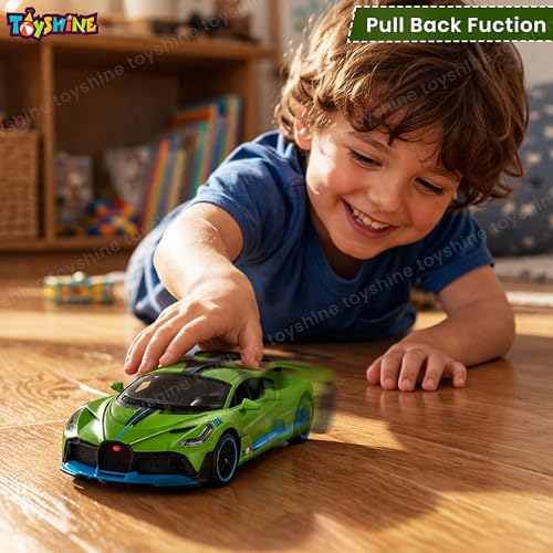 Image of Toyshine 1:32 Scale Die Super Fast Racing Model Car with Music and Lights Along with Pull Back Function Opening Doors Feature for Kids Boy Girl 3+, Green
