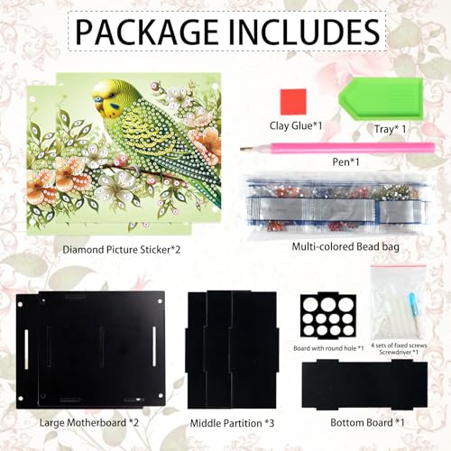 Image of DIY 5D Acrylic Diamond Painting Pen Holder - Vibrant Green Parrot Pencil Cup for Nature & Bird Decor, Perfect for Back to School Season, DIY Pencil Holder Crafts