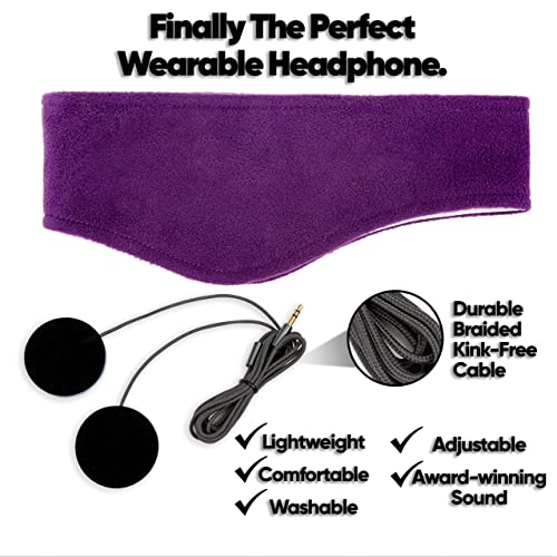 Cozyphones Sleep Headphones - Over Ear Headphones From Ultra Thin Cool Mesh Wired For Side Sleepers, Meditation, Running, Laptop, And Phone - Purple Lycra #TOP1