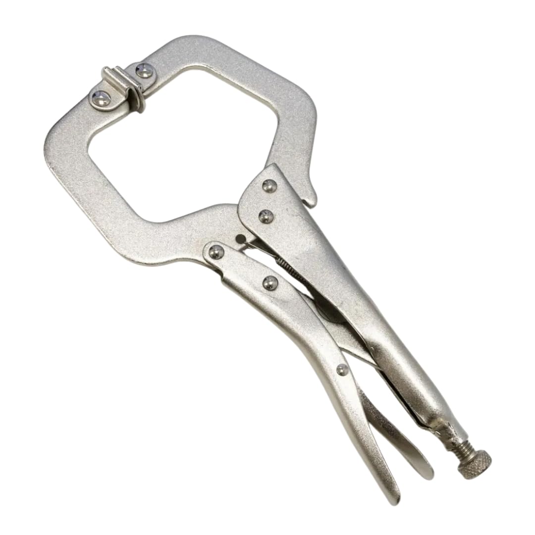 Dunnet Tools 11" Locking C Clamp Grip Pliers, Silver