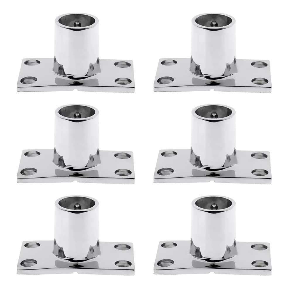 Confezione da 6-316 in acciaio inox 90 gradi ponte barca corrimano raccordo base rettangolare per tubi da 2,5 cm