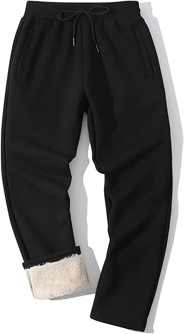 Yameekamulga Men's Winter Fleece Pants Sherpa Lined Sweatpants Active Athletic Running Jogger Track Causal Pants