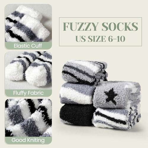 Image of Premillow Fuzzy Socks for Women, Winter Warm & Cozy Fluffy Socks Womens Ultra Soft Sleeping Slipper Sock for Women Gifts