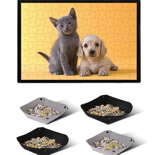 Jigsaw Puzzle Board 1000 500 Piece, 4 Storage Tray Portable Sorting Table Mat Holder for Adults Large Puzzles Accessories Organizer Gift Frame Keeper Pad Saver with Case Sticker Glue Sheets Kids Gift