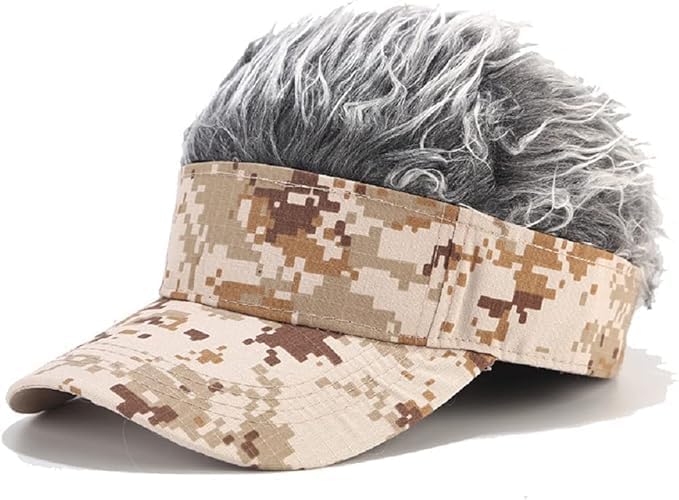 Novelty Hair Visor Cap Sun Visor Hat with Wig Spiked Hairs Adjustable Fashion Baseball Golf Cap for Men & Women