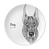Classification : plaque DIYthinker Peinture Chien Fierce ami Compagnie décorative Porcelaine Dessert Plate 8 Pouces Dîner Accueil Cadeau 21cm diamètre Multicolor