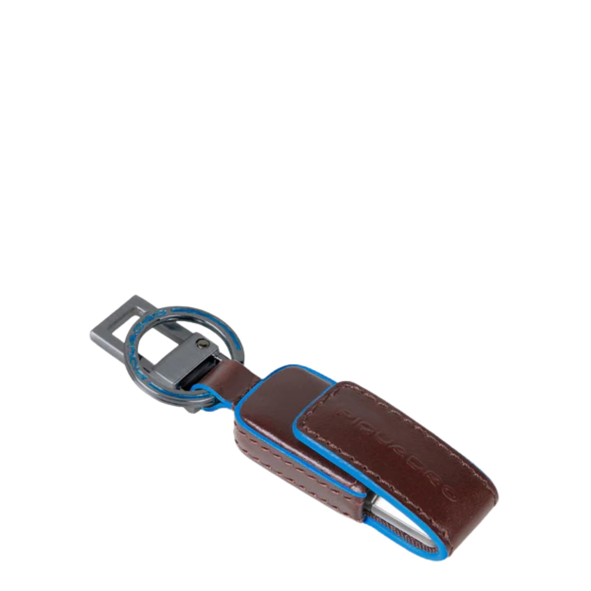 Piquadro - Schlüsseletui aus Leder USB - Blue Square - Unisex - Mahagoni