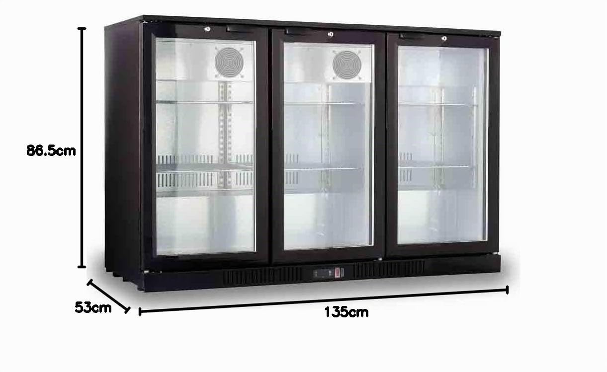 METRO Professional Arrière bar 3 portes GBC3003 aluminium/verre 135x53x86,5 cm 308 L froid ventilé 160 W noir