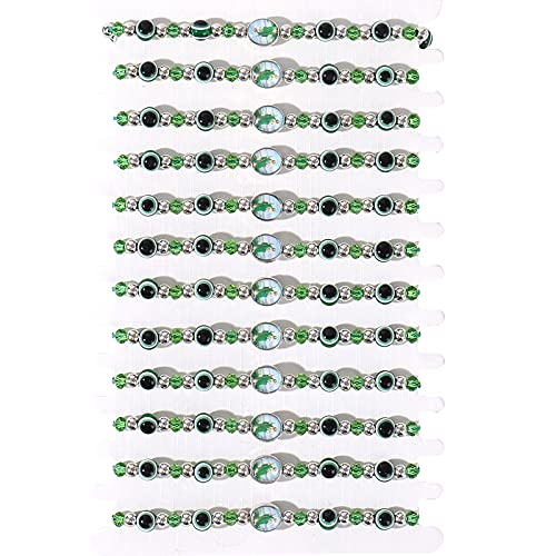 BONITTER 24/12Pcs Mexican Braclets Virgin Mary San Judas Bracelet For Women Red String Evil Eye Green Beads Anklets Jewelry