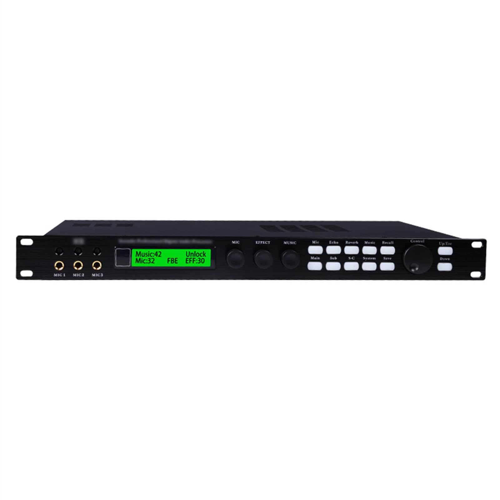 jcwwolk Karaoke Professional Digital Audio Processor, Dsp Digital Reverberation, Anti-howling, Support 5.1 Channel Output, 3 Microphone Channel, For Home Theater