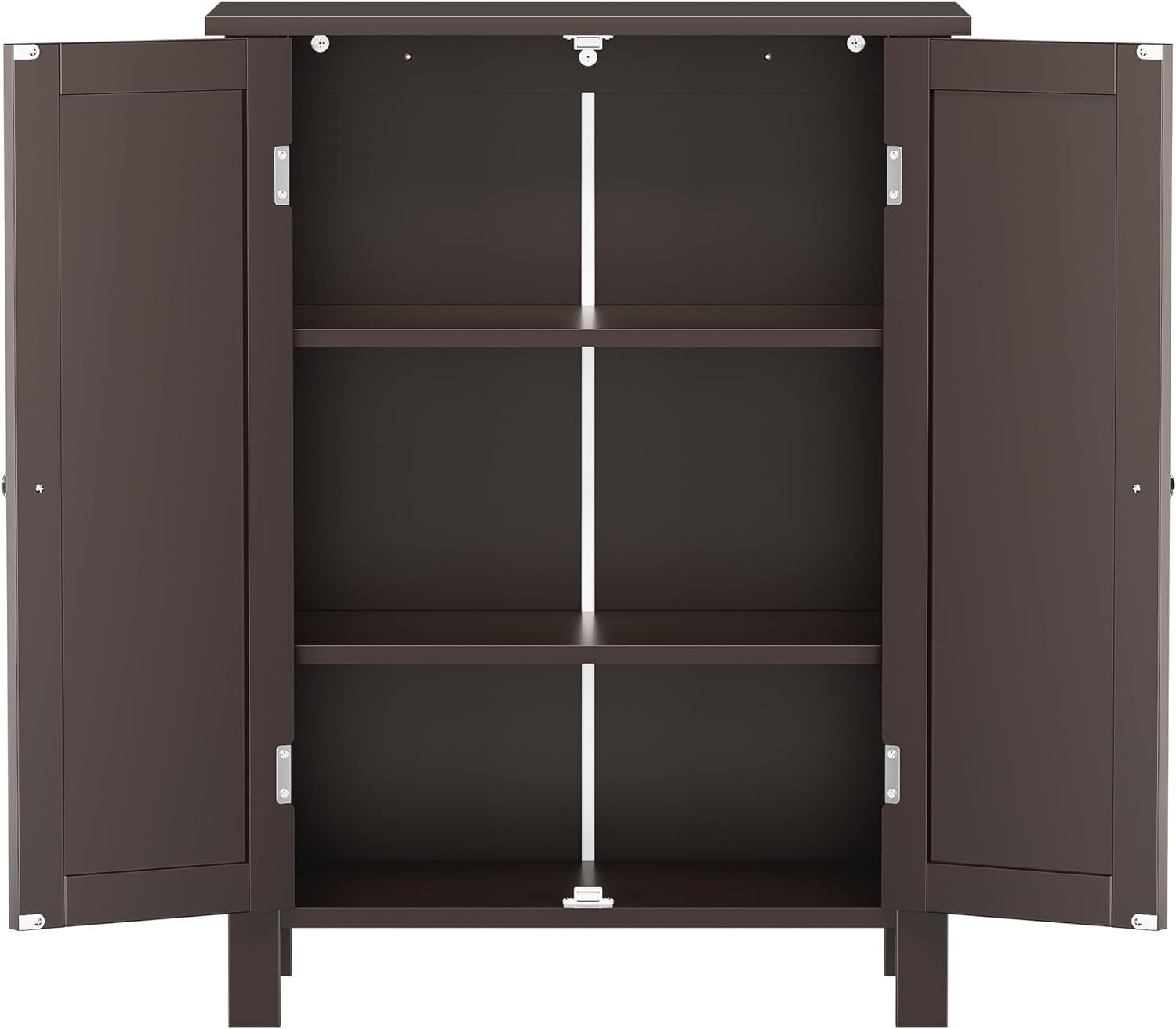 Bathroom Floor Storage Cabinet, Modern Wooden Storage Organizer Unit, 3-Tier Freestanding Console Table w/Adjustable Shelves, File Cabinet, Bathroom, Living Room Furniture Home Decor (Brown)