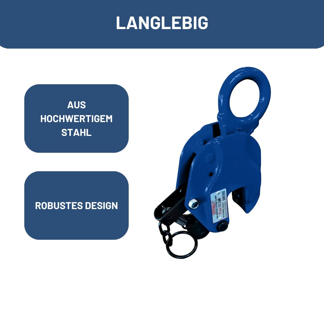 Pallit Hebeklemme 2 Tonnen Blechgreifer Vertikale Sicherheitsklemme für Stahlplatten 2000kg GRAB