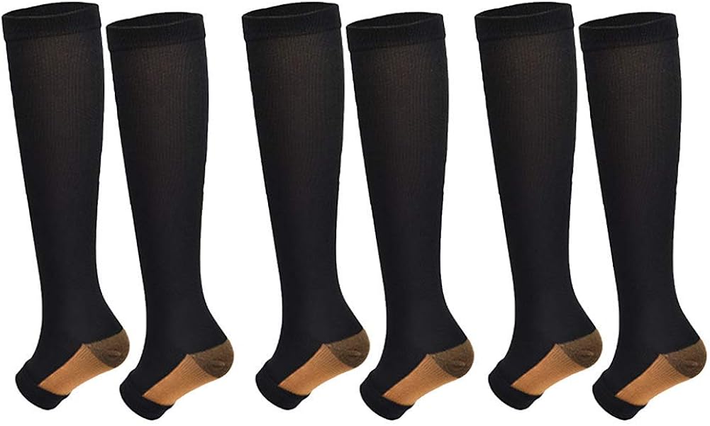 Copper Open Toe Toeless Compression Socks(1520mmHg) for