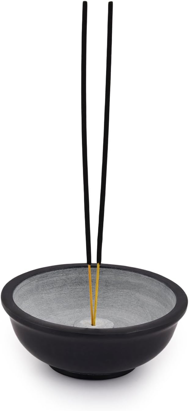 Kaizen Casa Incense Holder, Incense Burner Bowl for Stick, Stone Incense Ash Catcher for Home,Office,Yoga Meditation. (4.5" x 4.5" x 1.75")
