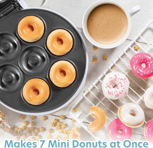 Maquina De Donuts 110V - Mini Máquina De Donuts Dupla Face com 7 furos Antiaderente para Café da Man