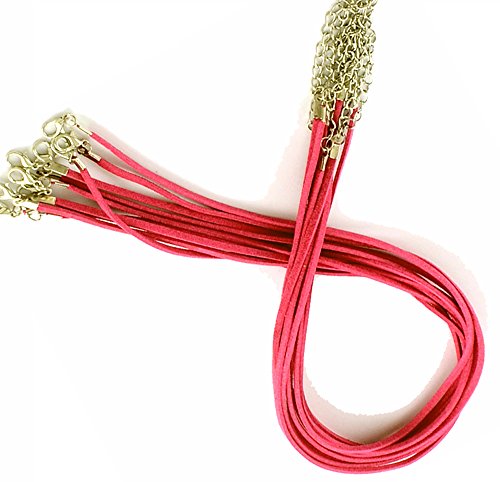 Rockin Beads 20 Imitation Suede Leather Cord Necklaces Dk Pink 17-19" Lobster Clasp