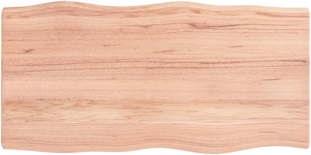 vidaXL Treated Solid Oak Wood Table Top | Live Edge | Home and Office Friendly | Light Brown| Dimensions: 39.4"x19.7"x(0.8"-1.6")