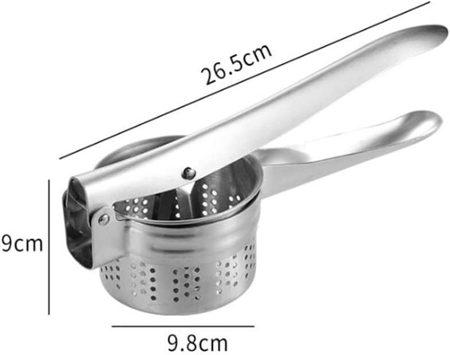 Prensa de ajos y Jengibre, machacador de Patatas Acero Inoxidable, Pica puré Fabricante sin Salpicaduras para Verduras Frutas, Plata, 26,5 * 9,8 * 9cm