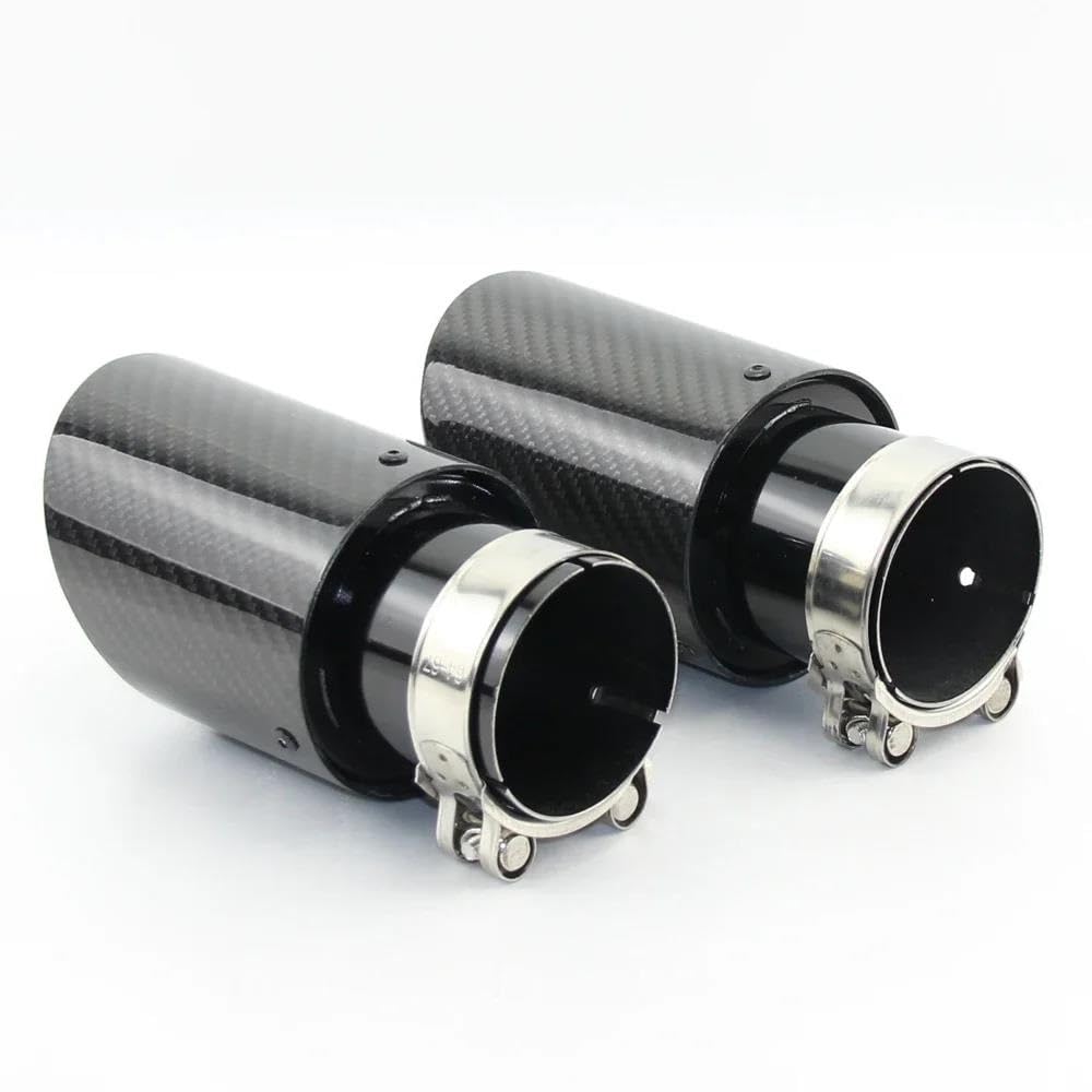 Tuyau d'échappement 1Pcs Tuyau D'échappement Silencieux Queue Gorge Acier Inoxydable Avec Fibre Carbone Noir 89/101/114mm Modifications Voiture À Usage Général Terminal d'échappement(70mm out 89mm)
